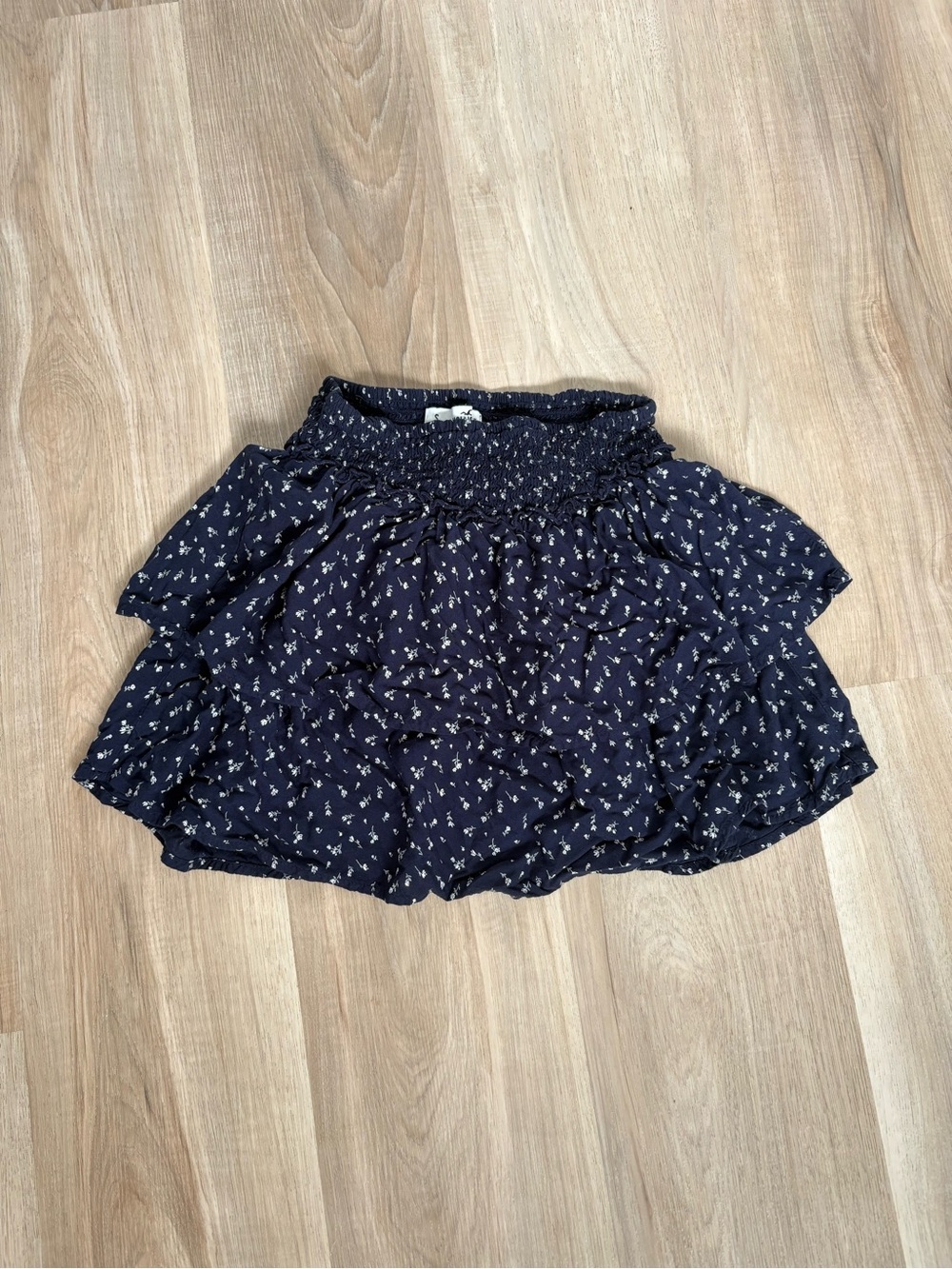 Hollister Floral Navy Tiered Mini Skirt